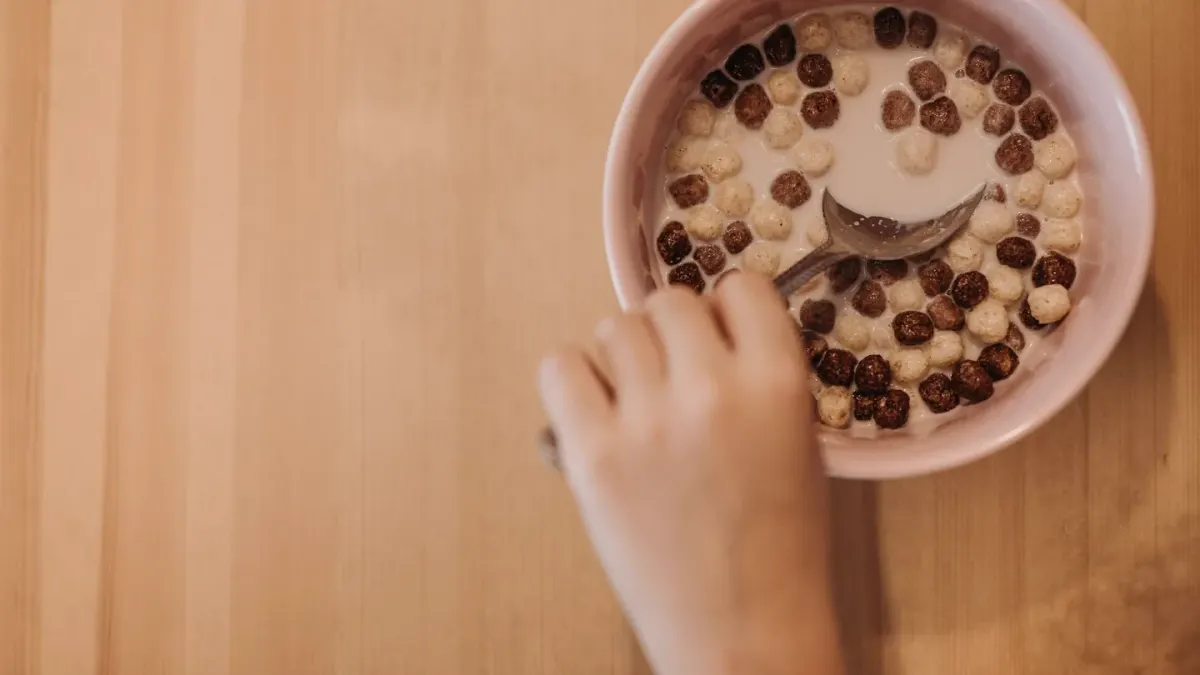 Dog eating from a bowl at home