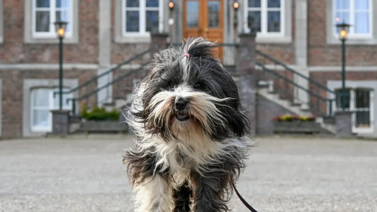 Dog on stairs