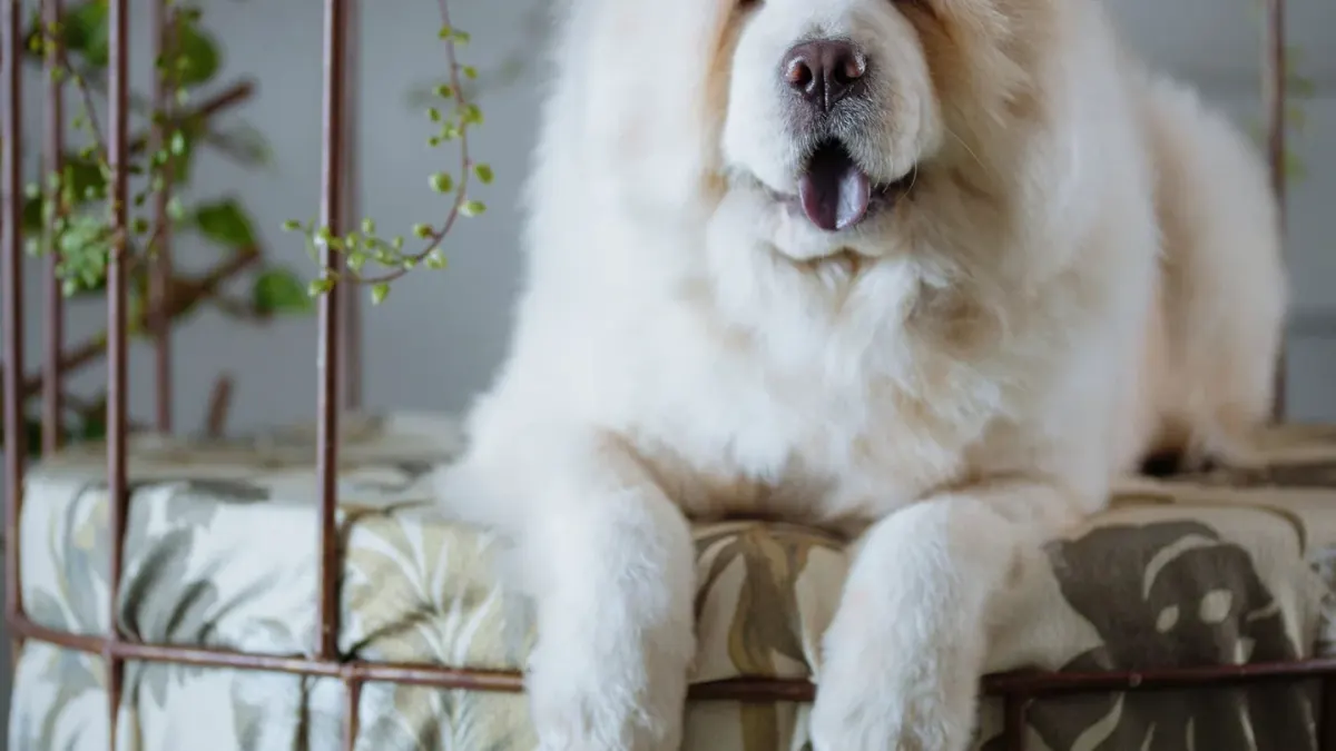 Senior dog on a bed